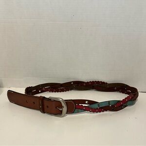 Fossil Studded Braid Multi Color Leather Belt Size Medium